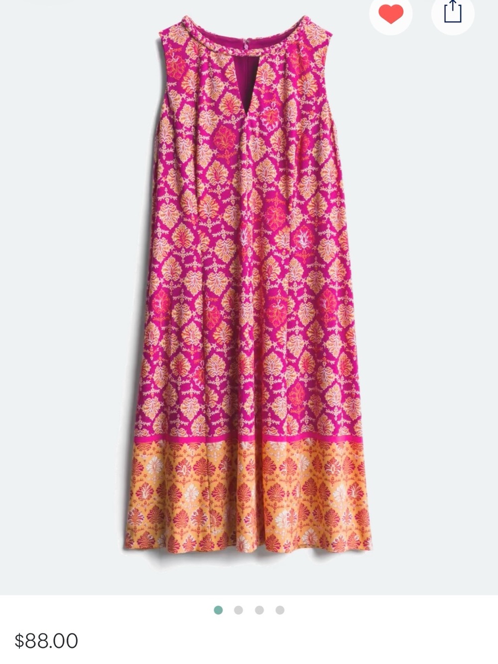 Anthropologie Wisp Cyndie Sleeveless Pink Floral Midi Dress Keyhole Neckline 2X